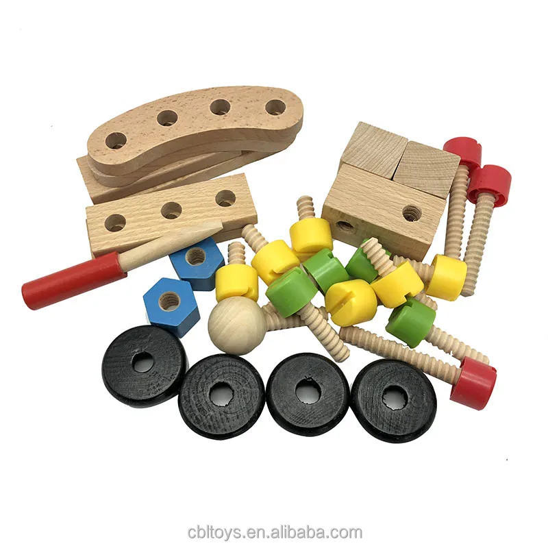 Wooden toys 30 pieces changeable nut building blocks car for kids CBL3106