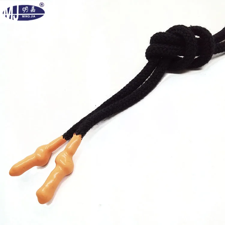 Round cotton draw cords for hoodie with silicone ends