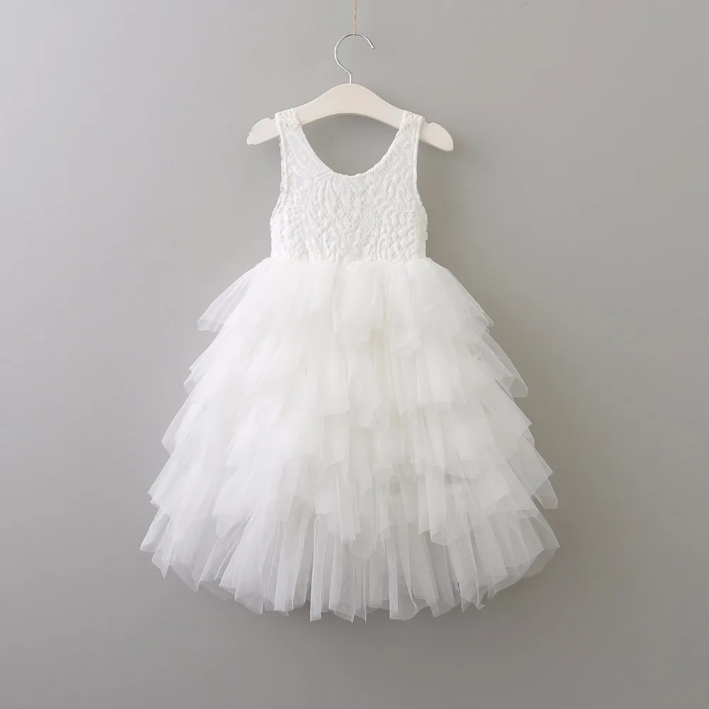High quality wholesale fancy plain white lace tutu skirts dress for baby girl
