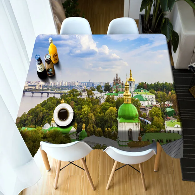 
Beautiful Fancy European Landscape Design Dining 3D Digital Printed Table Cloth 