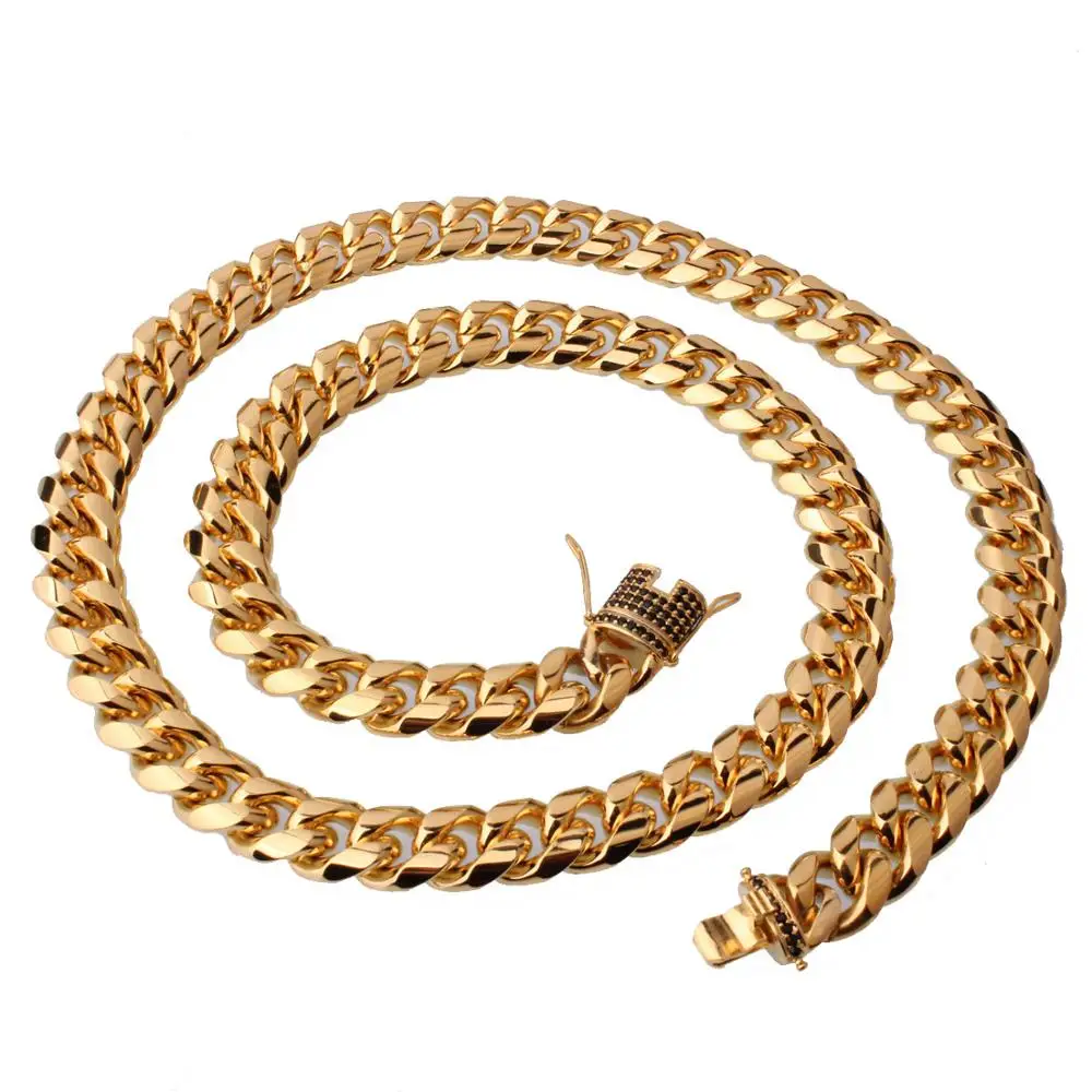 New fashion hip hop jewelry gold filled Miami cuban link chain new gold chain design for men