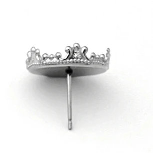 12 15 20 mm Blank Stainless Steel Stud Earrings Bases Settings with Round Crown Bezel tray CabochonEarrings post DIY Findings
