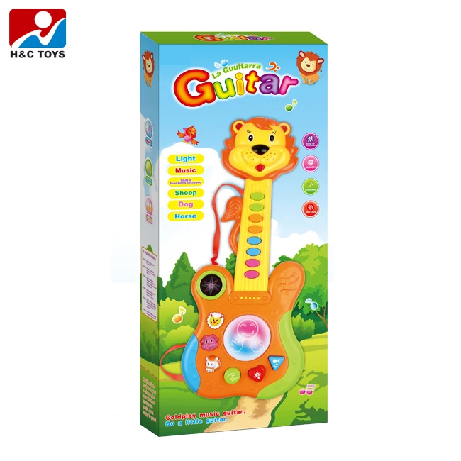 Kids 15 keys cartoon lion shape electric guitar toy with light and music