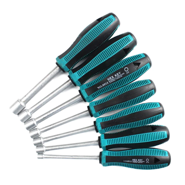 Cr-V отвертка винта для шестигранного болта гайка винт с пластиковой ручкой 3/16 1/4 5/16 11/32 3/8 7/16 1/2 дюйма Доступные ручные инструменты