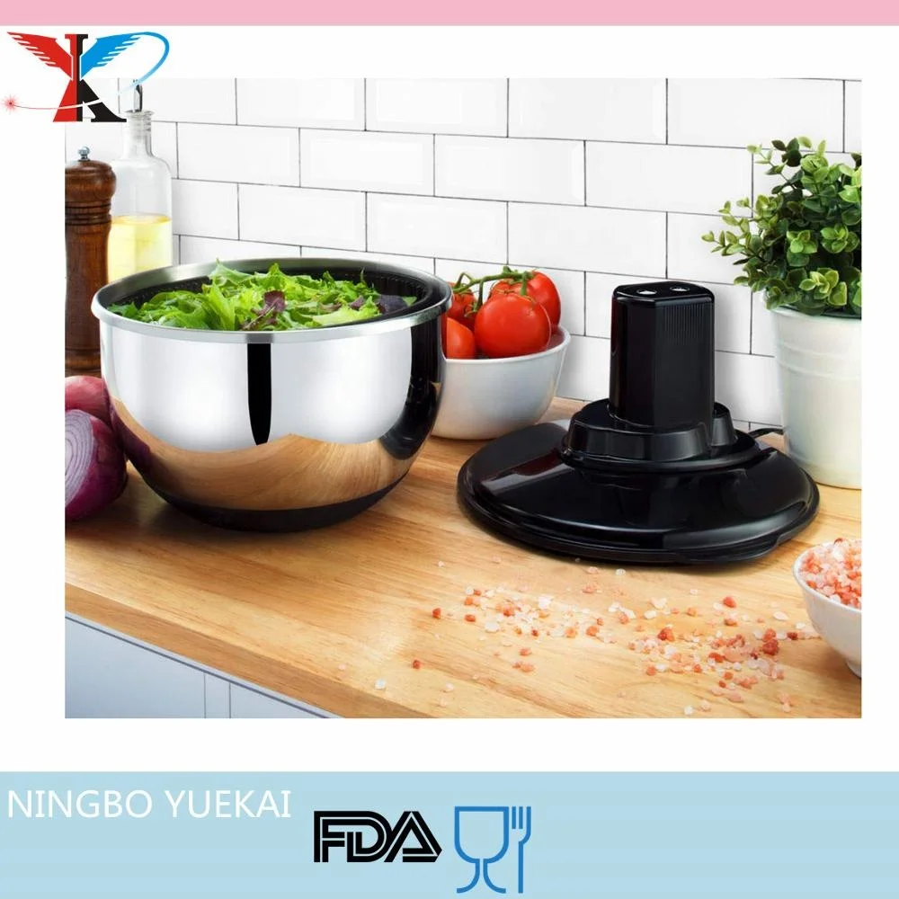 Электрический Спиннер для салата-миска из нержавеющей стали, пластиковая крышка и дуршлаг