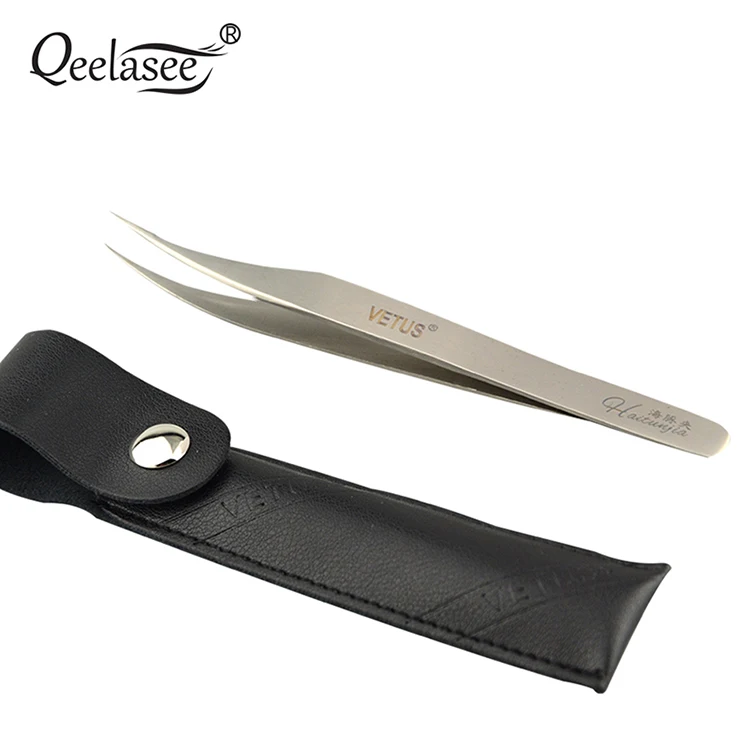 Professional Silver Stainless Steel Eyelash Applicator Eyelash Tweezers Extension Russian Volume Lash Tweezers