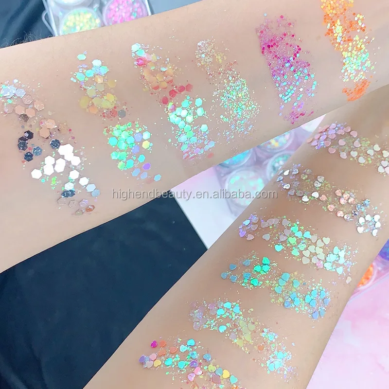 Cosmetic 6 Colors Fairy Colorful Glitter Gel Diamond Cream Eyeshadow gel set  for Face Body