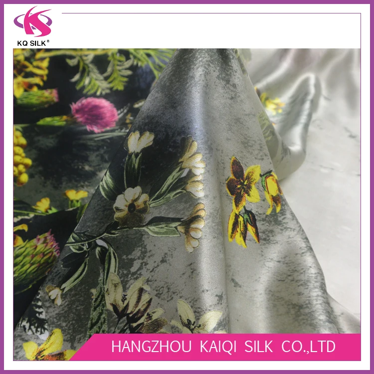 
Digital print 100% Silk satin flower print fabric chinese silk fabric 