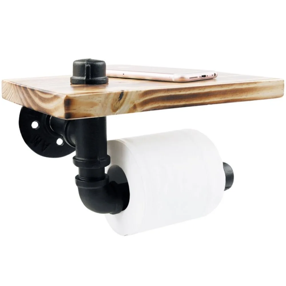 Промышленный железный держатель туалетной бумаги с полкой и держателем рулона туалетной бумаги