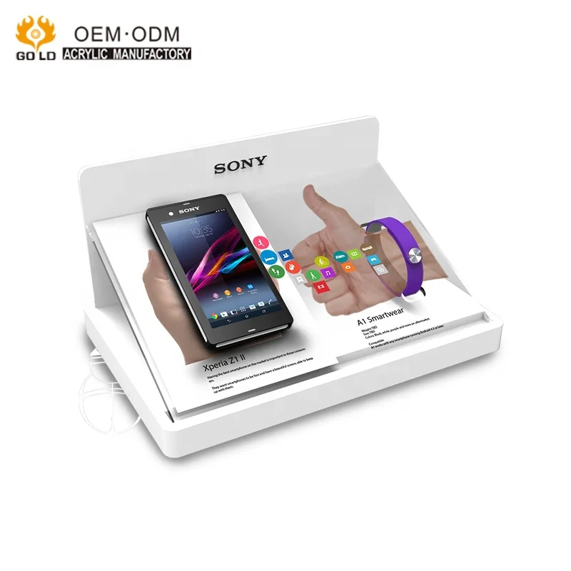 Popular Mobile Phone Display Acrylic Cell Phone Accessory Stand For Store Counter Top