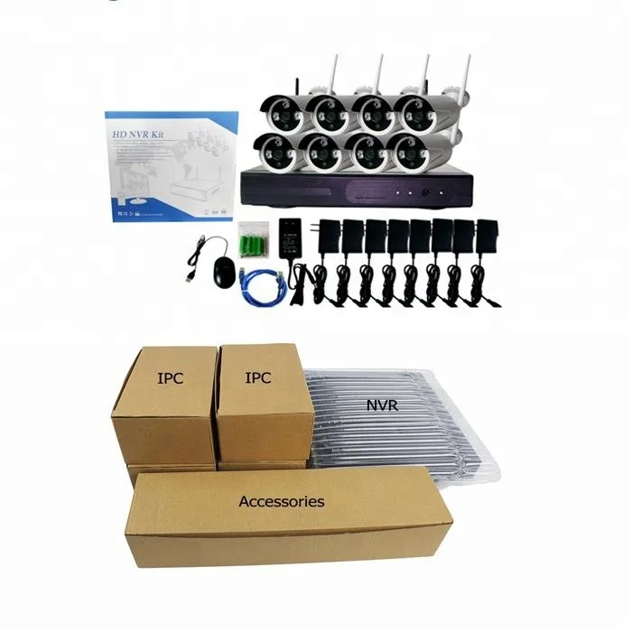Excellent Quality HD 1080P Mobile Viewing Wireless 8CH CCTV IP Camera NVR Kit