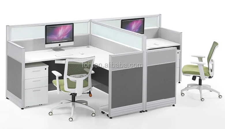 120 Degree Frosted Glass 3 Person Workstations Clover Design Office Furniture