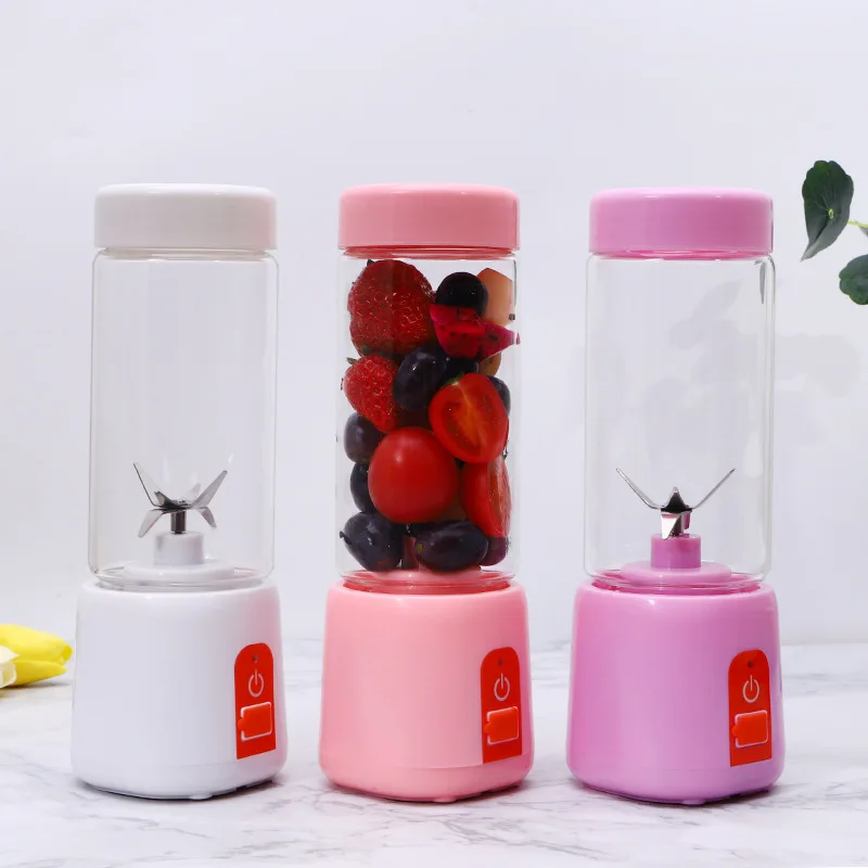 Portable Juicer Blender, Household Fruit Mixer - Six Blades in 3D, 480ml Fruit Mixing Machine with USB Charger Cable