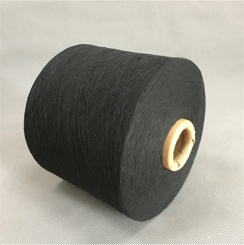 
Ne 28s/1 Recycled cotton black cotton-polyester blended single ply CVC 60%cotton 40%polyester 