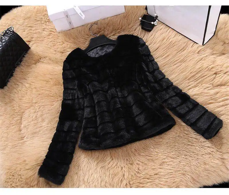 small moq wholesale  and custom fashion high quality  faux mink fur coat, Factory price Shenzhen Lily Cheng