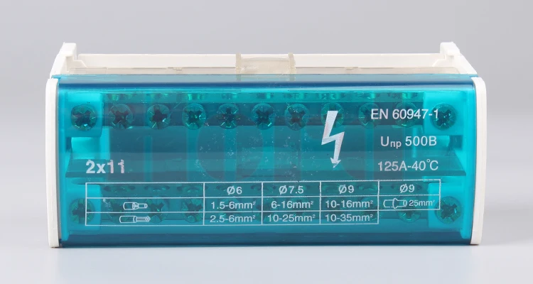 207,211,215,407,411,415 din rail mounted 125A electric bus bar power distribution terminal block