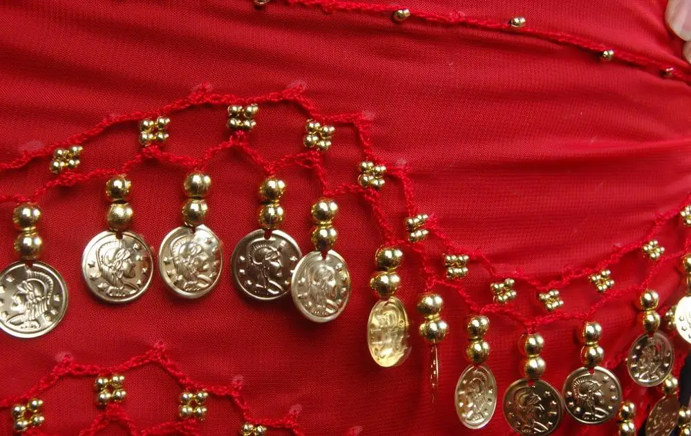 Шифоновое платье в виде золотых монет на ремешке с юбкой в стиле хип-хоп танец живота шарф