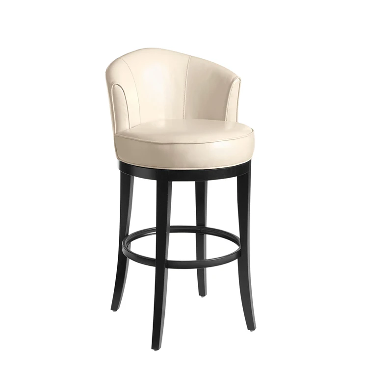 White leather round shape bar stool chair