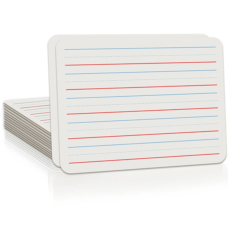  10 штук в упаковке со стирающейся от маркера правили Lap досок l 9 X12 Вязаный топ-труба на подкладке доски обучающие игрушки для детей 5 лет и старше (Двусторонняя белая Бо