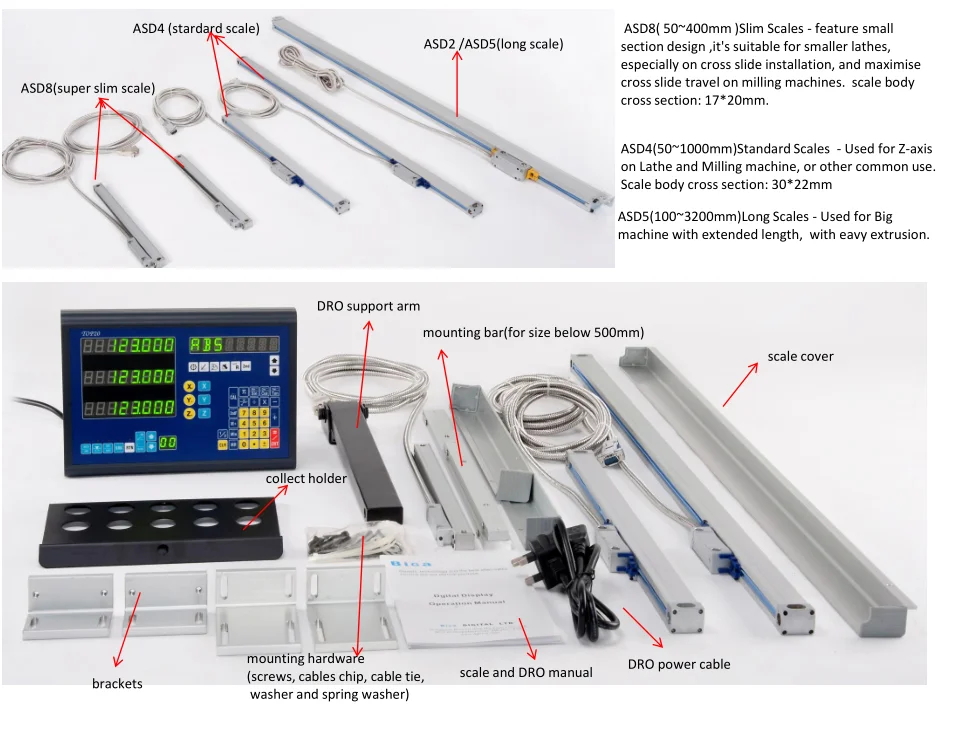 Biga New Digital Readout System DRO with Accessories