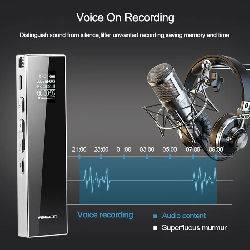 Цифровой диктофон BENJIE с активацией звука и шумоподавлением микрофона
