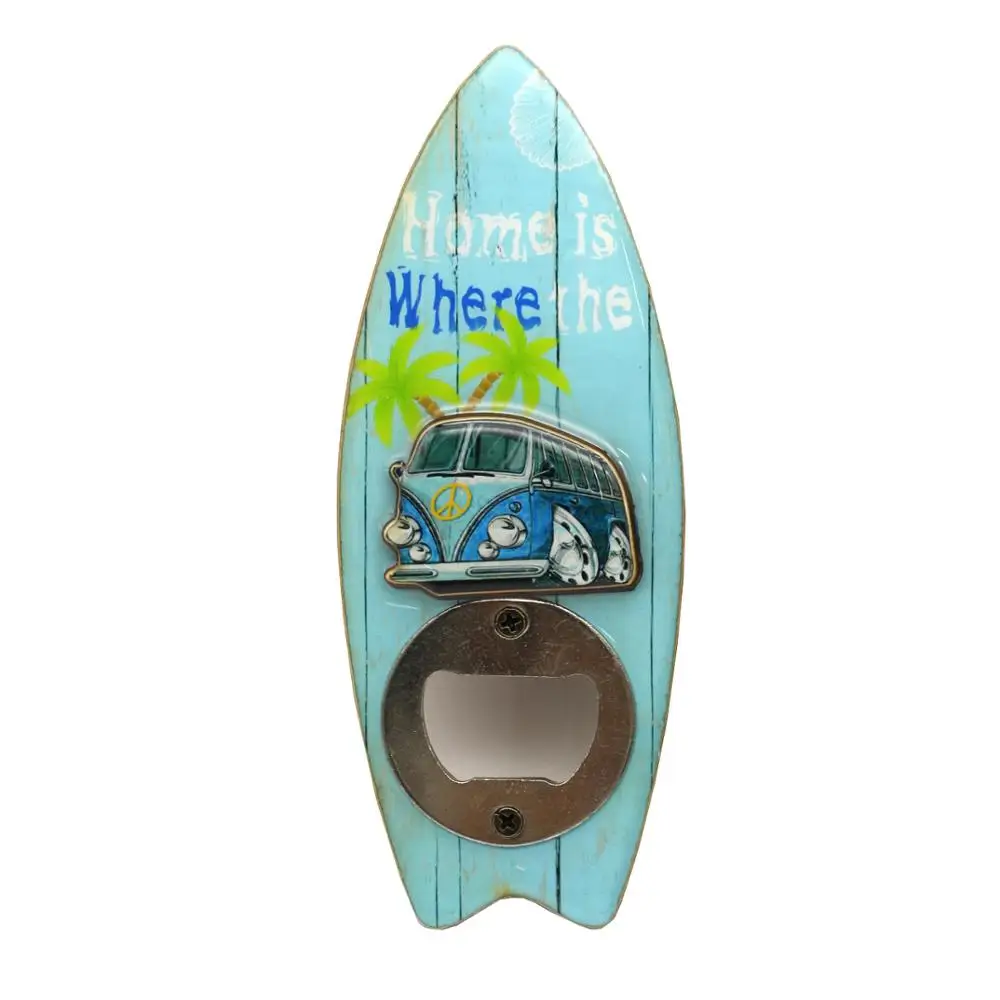 custom surf board  3D effect wood wine opener