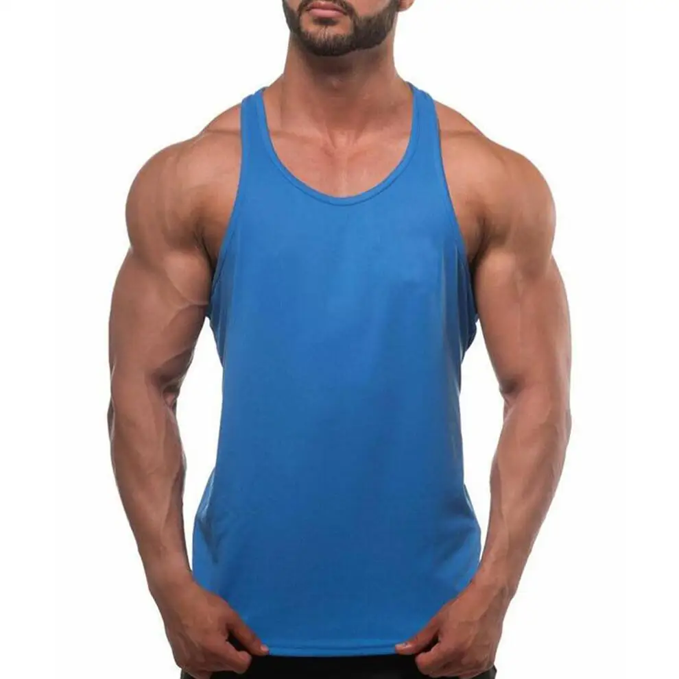 Good price OEM 100 cotton custom logo blank casual mens vest black tank