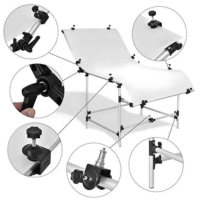 
Best seller white aluminum plastic jewelry photography photo studio shooting tables 