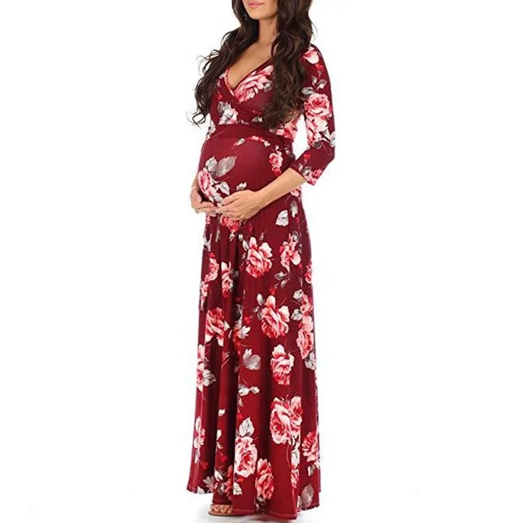
Maternity Clothing Clothes Floral Gown Dresses For Photography Sexy Pregnancy Pregnant Maternity Photo Shoot Dresses Office Wear 