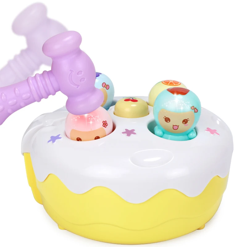 XST New Electric Music Light Cute Cake Whack-a- mole Game Baby Educational Toys Children Hit Hammer Game Baby Toy