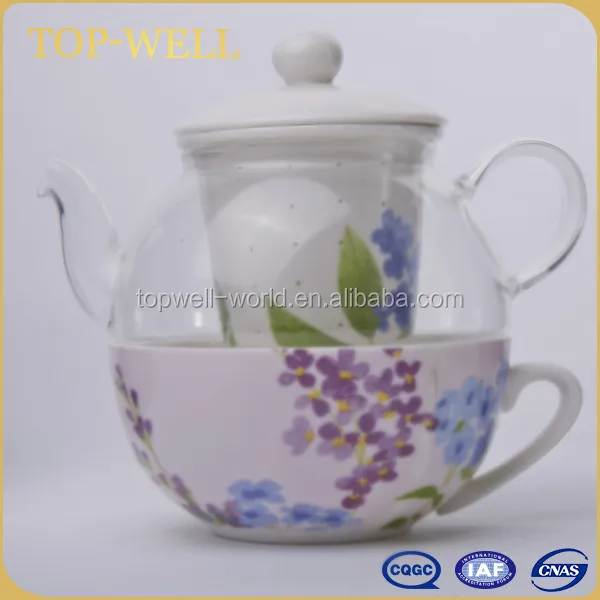 Pretty design glass teapot set tea cup set with glass tea cup and glass teapot