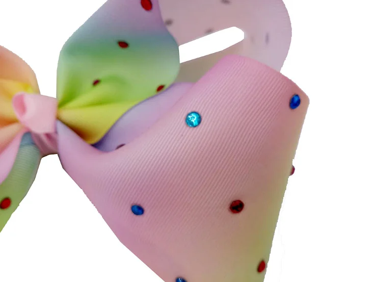 
New JOJO rainbow gradient, hot drill bow tie hairpin 18CM bow tie child hairpin headwear 
