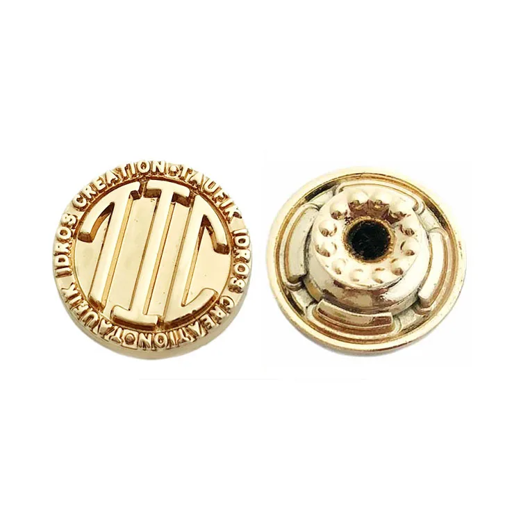 Fashion engraved brand logo custom made metal denim jeans button for garment