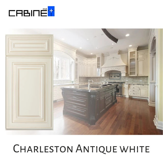 
Face framed solid wood kitchen cabinet RTA flat packed traditional style - Charleston Antique White 