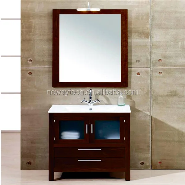Modern type PVC double sink bathroom vanity with side cabinet
