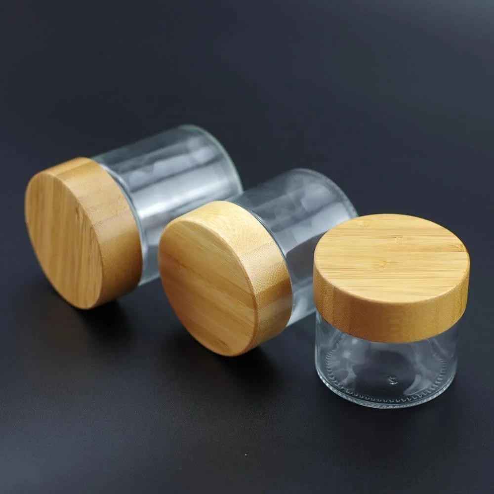 New arrival REAL BAMBOO lid childproof child resistant glass jar