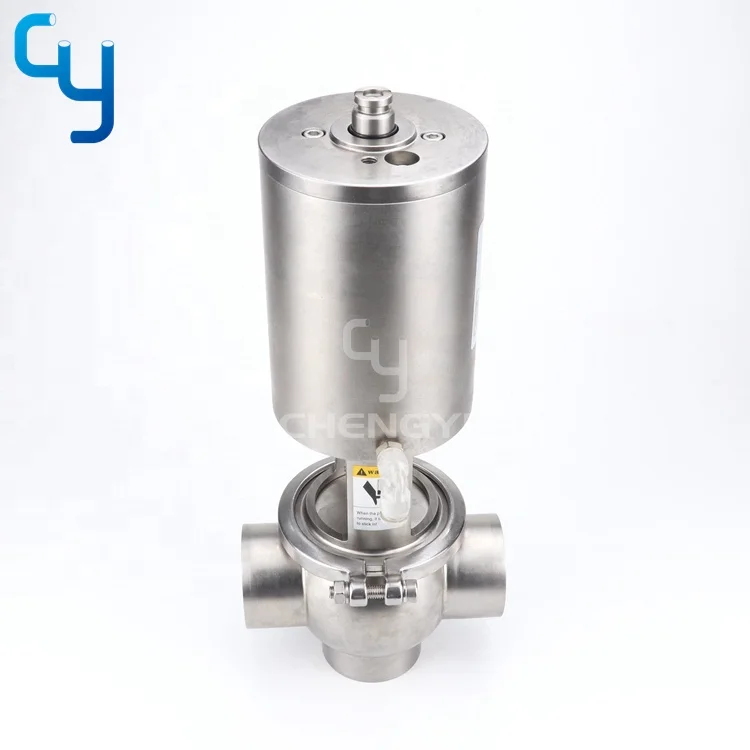Sanitary stainless steel 316L 304 T type pneumatic divert seat reversing valve