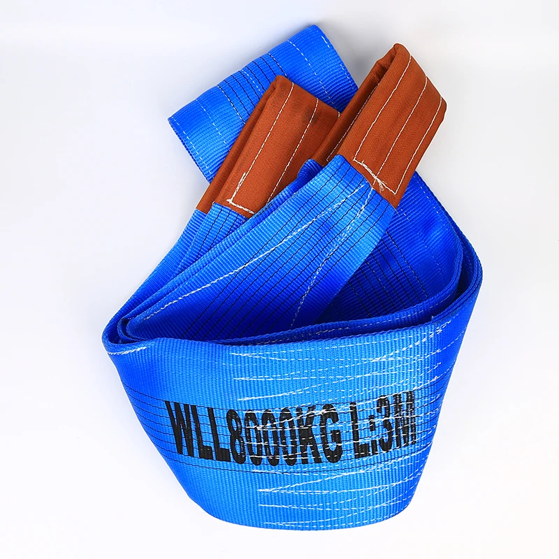 
100% polyester flat woven fiber rope lifting sling 