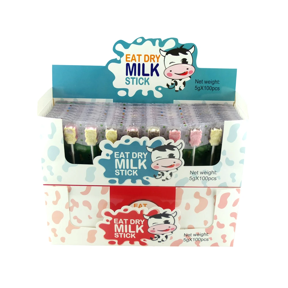 Box packing sweet dry chewy milk candy lollipop tablet