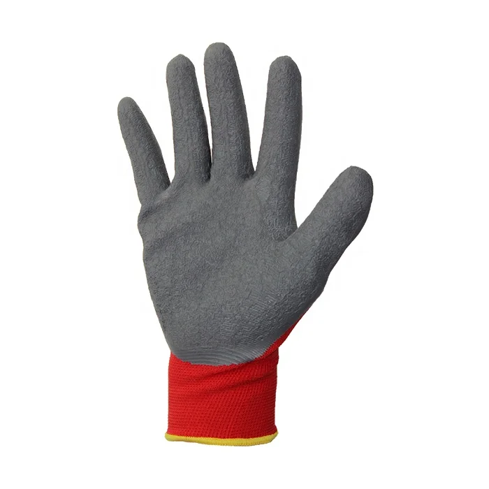 EN 388  standard13 Gauge Polyester Knitted Crinkle Latex Dipped Gloves Coated Work Gloves