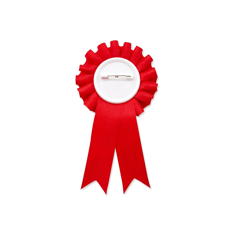 Christmas Ribbon Flowers & Wholesale Handmade Satin Ribbon Rosettes With Button Badge For Customized Logo