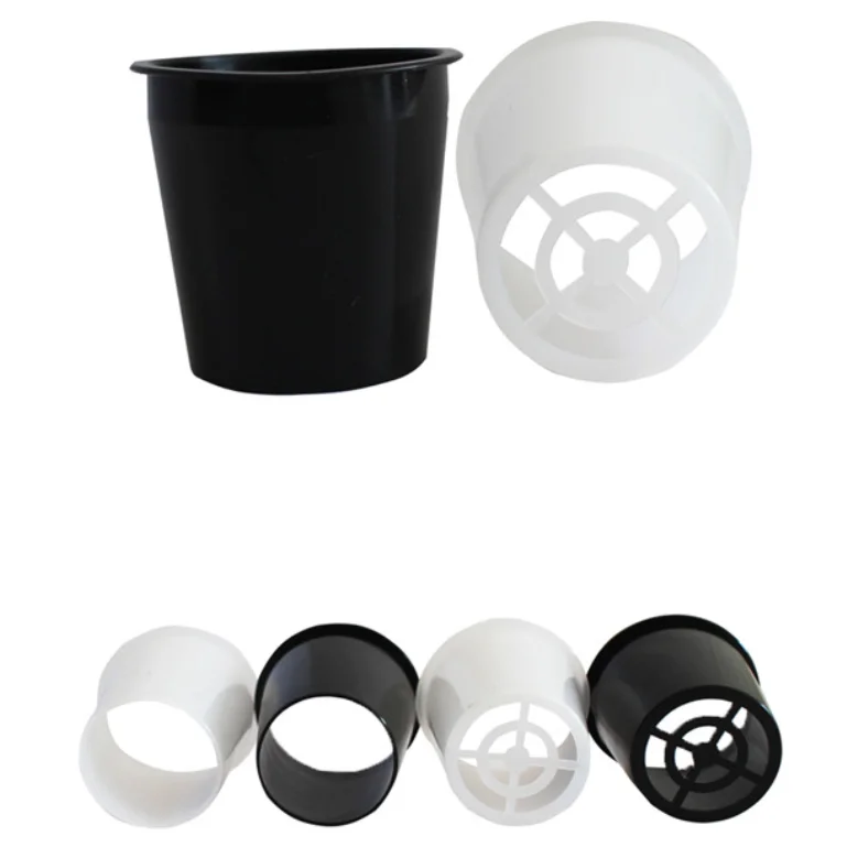 
Hydroponic growing white and black plastic plant net pots 