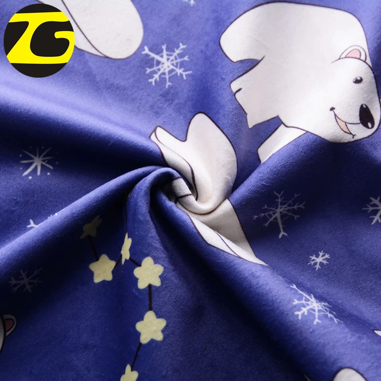 
White bear polyester super soft minky knitted fabric with cartoon style for baby blanket 