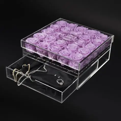 Display Case Acrylic Clear Acrylic Gift Packaging Box Acrylic Rose Box For Flower Roses Packing