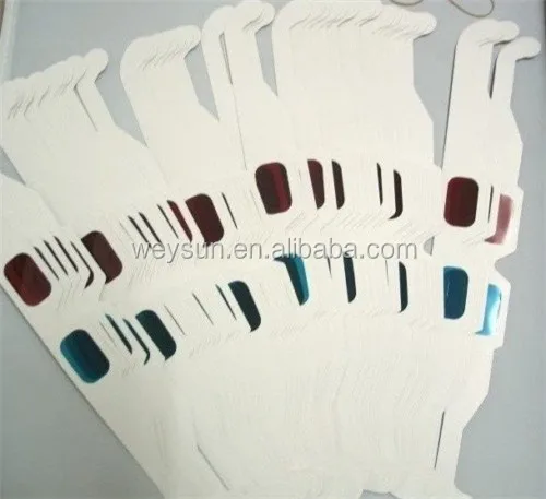 Red Cyan Blue Paper Card 3D 3-D Anaglyph 3D Glasses