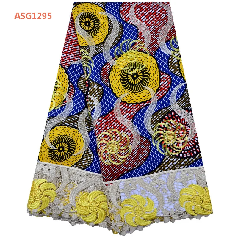
African Guipure Cotton Wax Fabric High Quality Embroidered Nigerian Ankara Wax Lace Fabric For Wedding 
