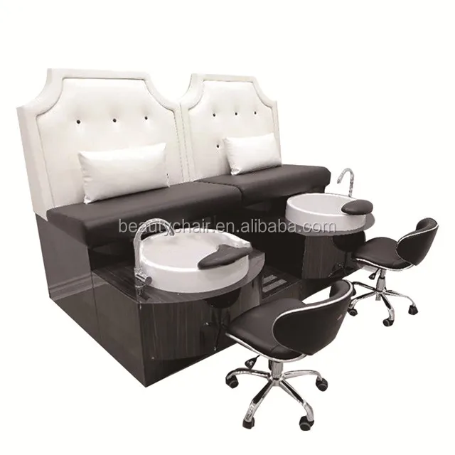 Large professional pedicure benches foot spa Solid wood lacquered custom wooden pedicure chair with surf lights