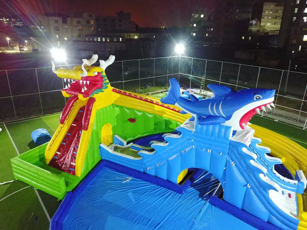 
Shark dragon commercial inflatable water slide with pool made of pvc tarpaulin from Guangzhou inflatable manufacturer 