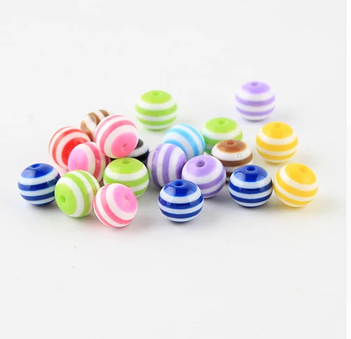 6mm,8mm,10mm,20mm  Mixed Color Round Shape Ball Resin Stripe Beads For jewelry Findings DIY Bracelet Accessory Handcraft