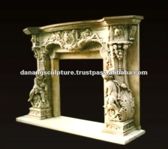 European style boy statue marble fireplace mantle french classic marble fireplace with angel statues design